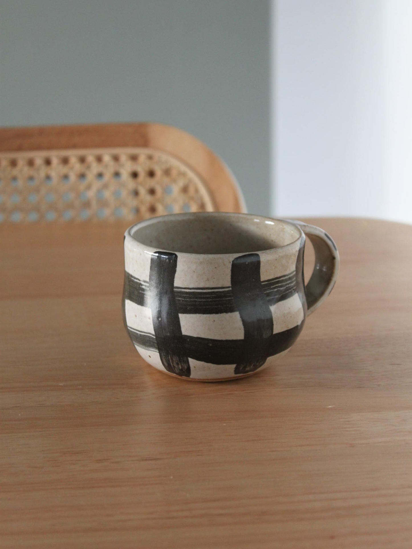 Black Wobbly Gingham Mug / Made to Order