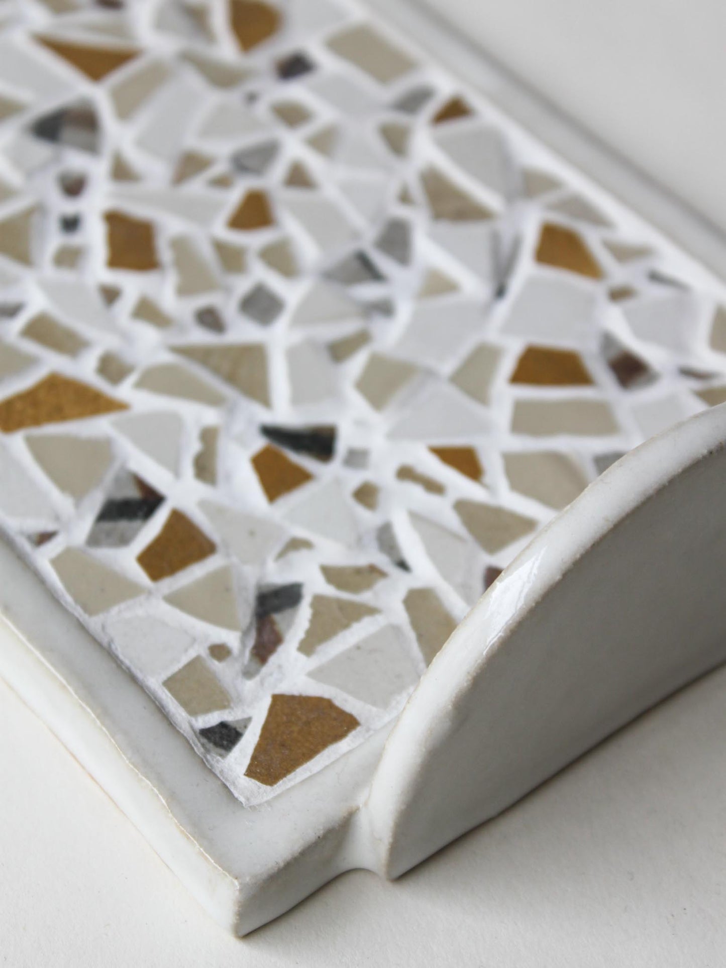 Back Story Tray - Rectangle / White, Cream & Amber