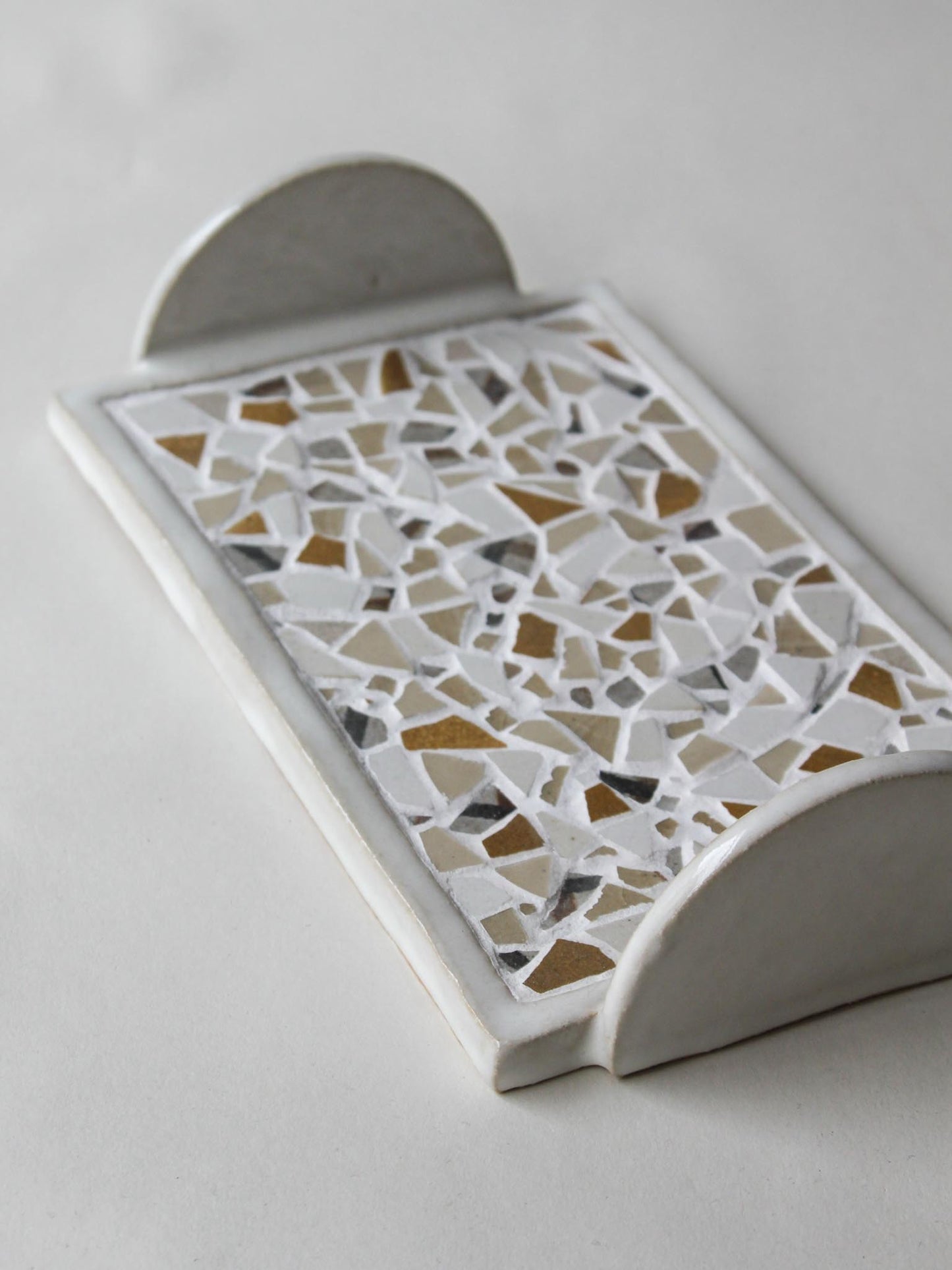 Back Story Tray - Rectangle / White, Cream & Amber