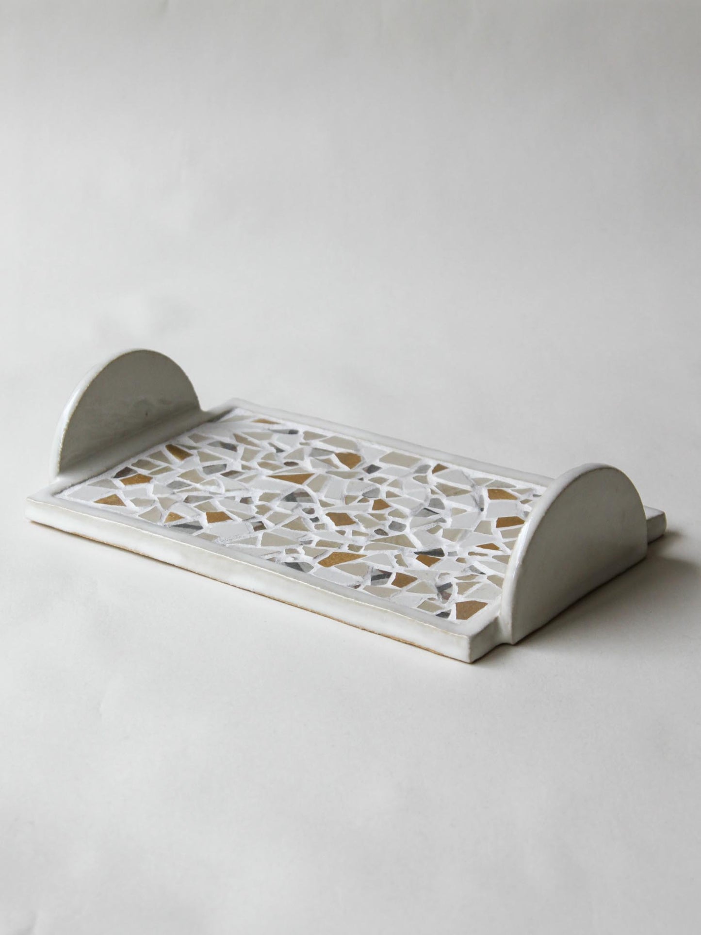 Back Story Tray - Rectangle / White, Cream & Amber