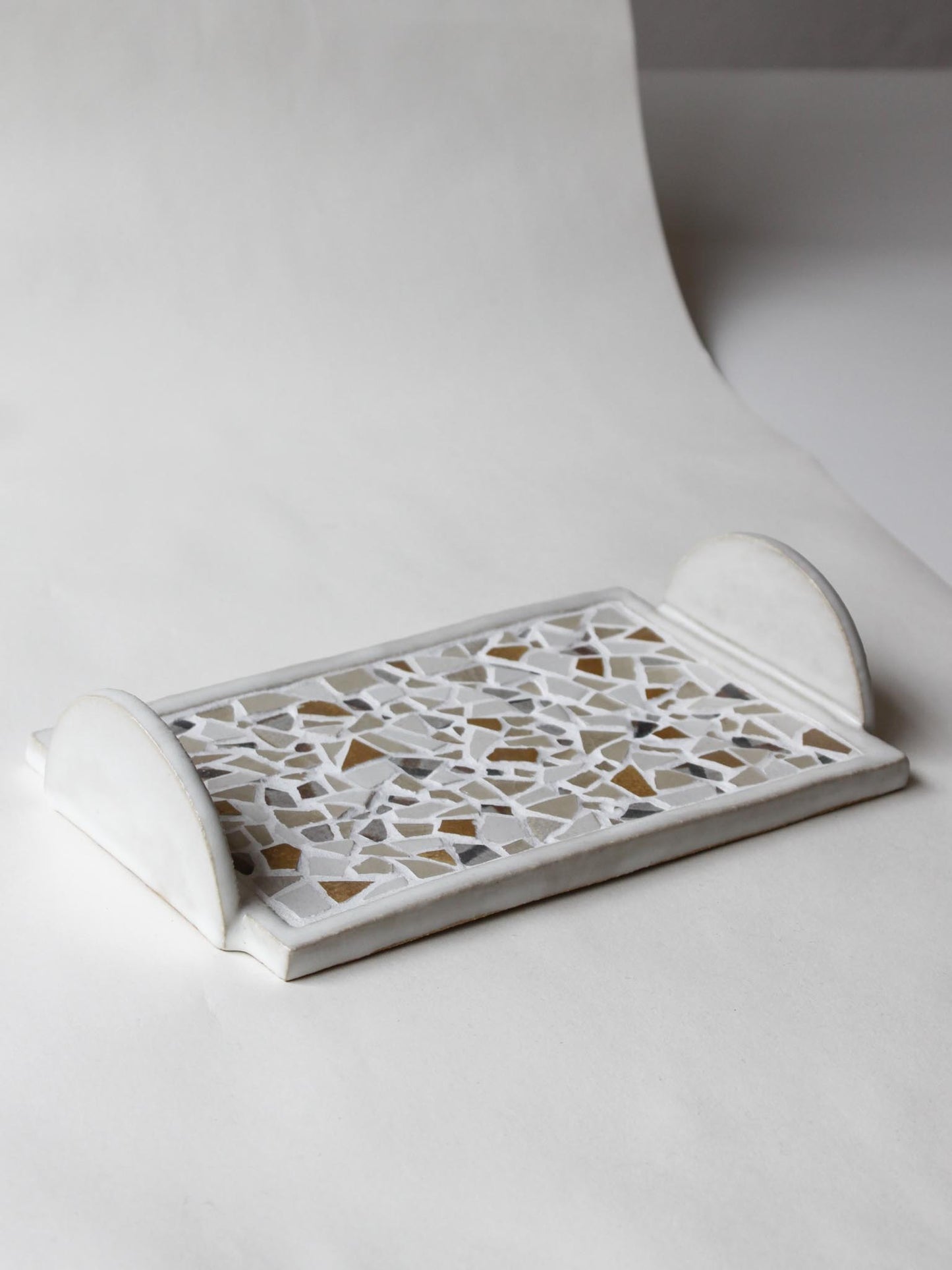 Back Story Tray - Rectangle / White, Cream & Amber