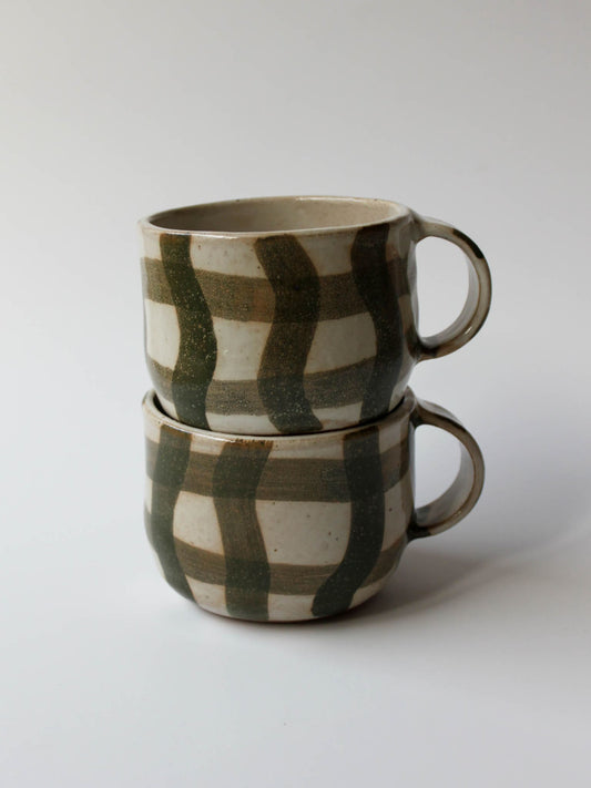 Green Wobbly Gingham Mug / Made to Order