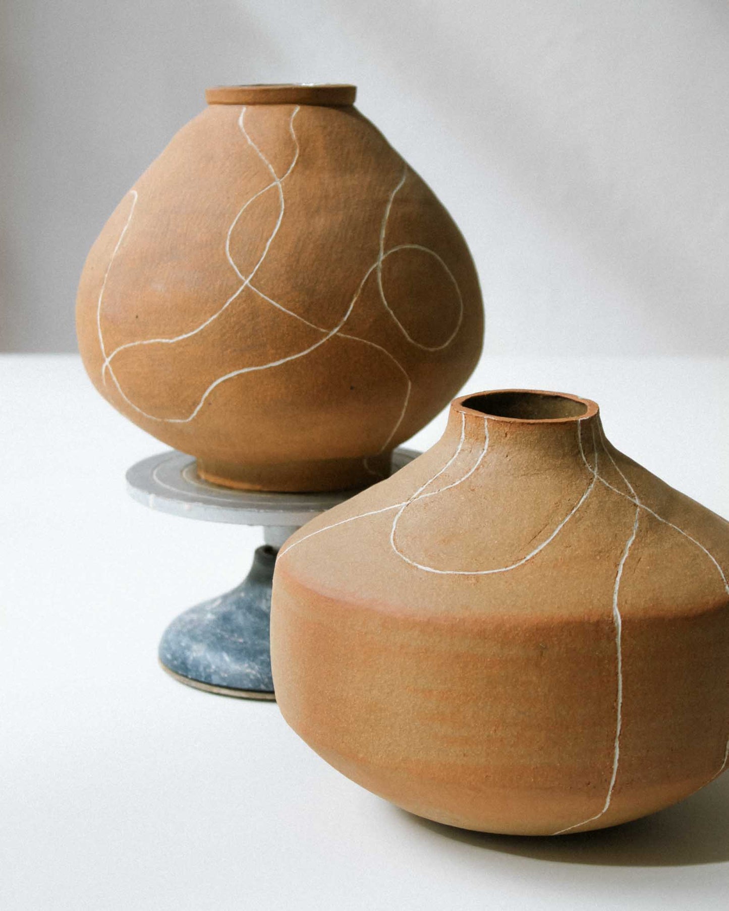Coiled Vase with White Slip Inlay Pattern #2
