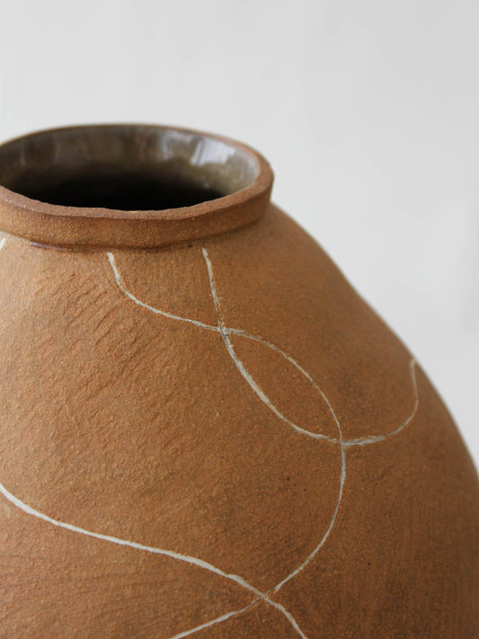 Coiled Vase with White Slip Inlay Pattern #1