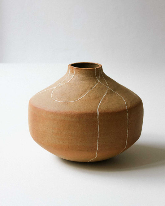 Coiled Vase with White Slip Inlay Pattern #2