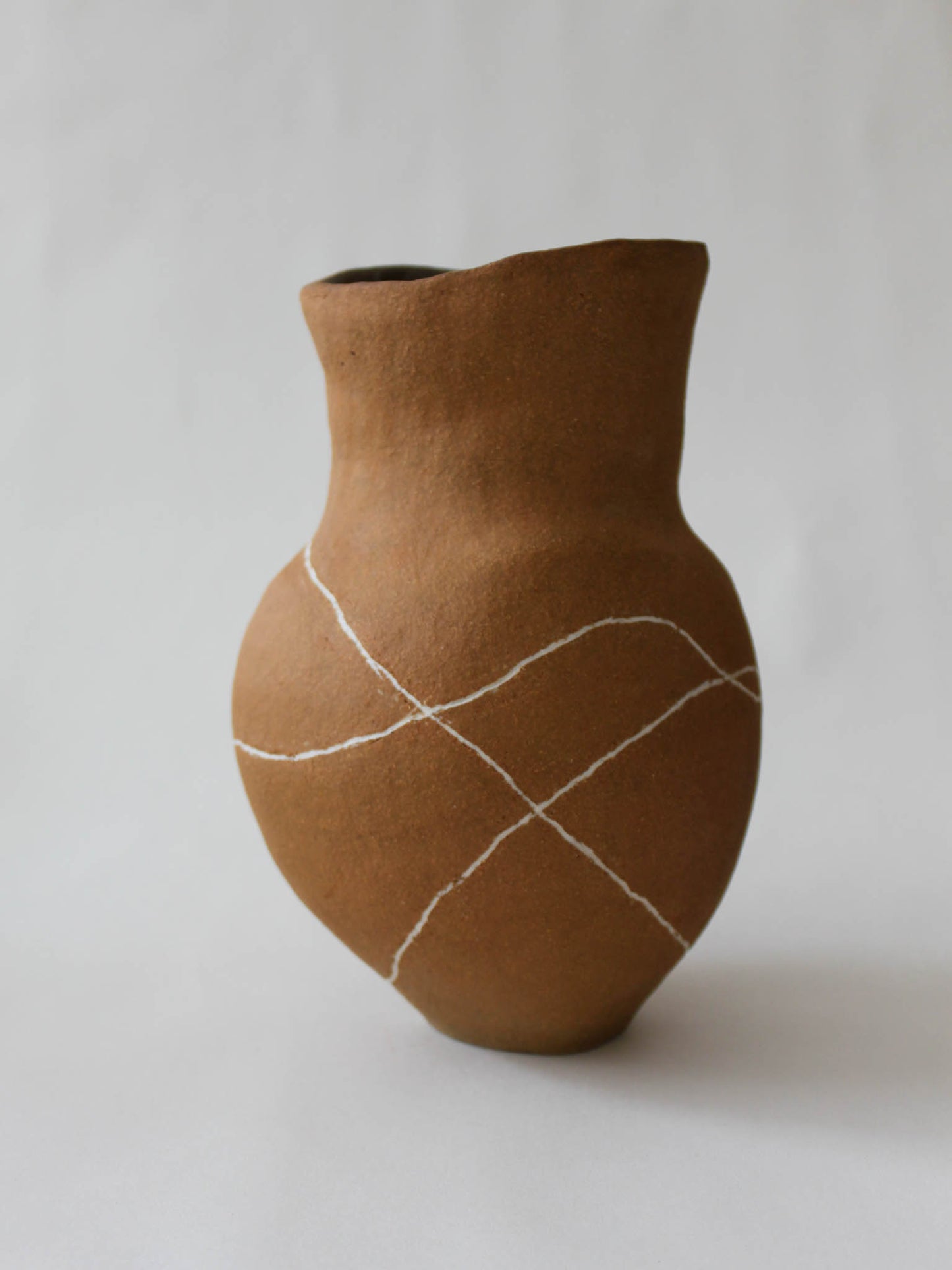 Coiled Vase with White Slip Inlay Pattern #3