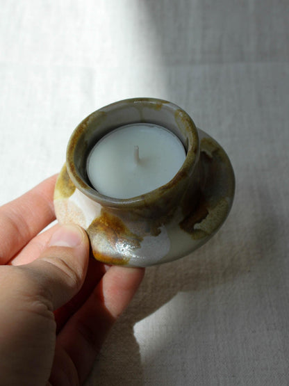 Tealight Candle Holder in Mottled Cream