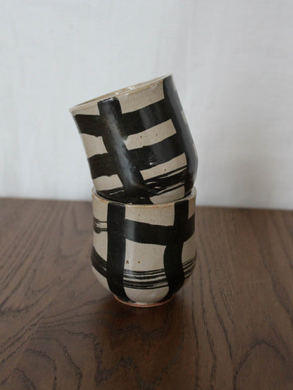 Small Black Wobbly Gingham Cup