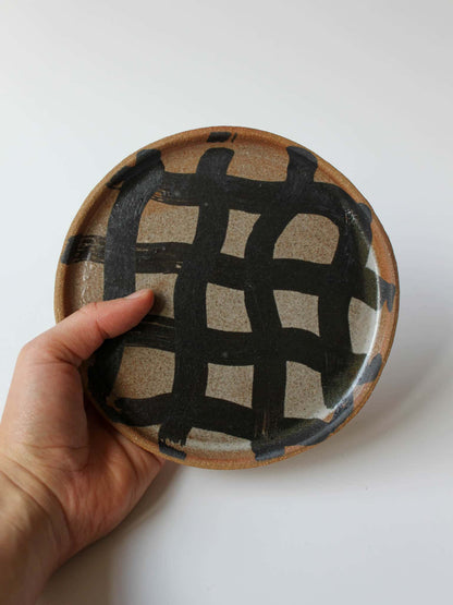 Black Wobbly Gingham Side Plate