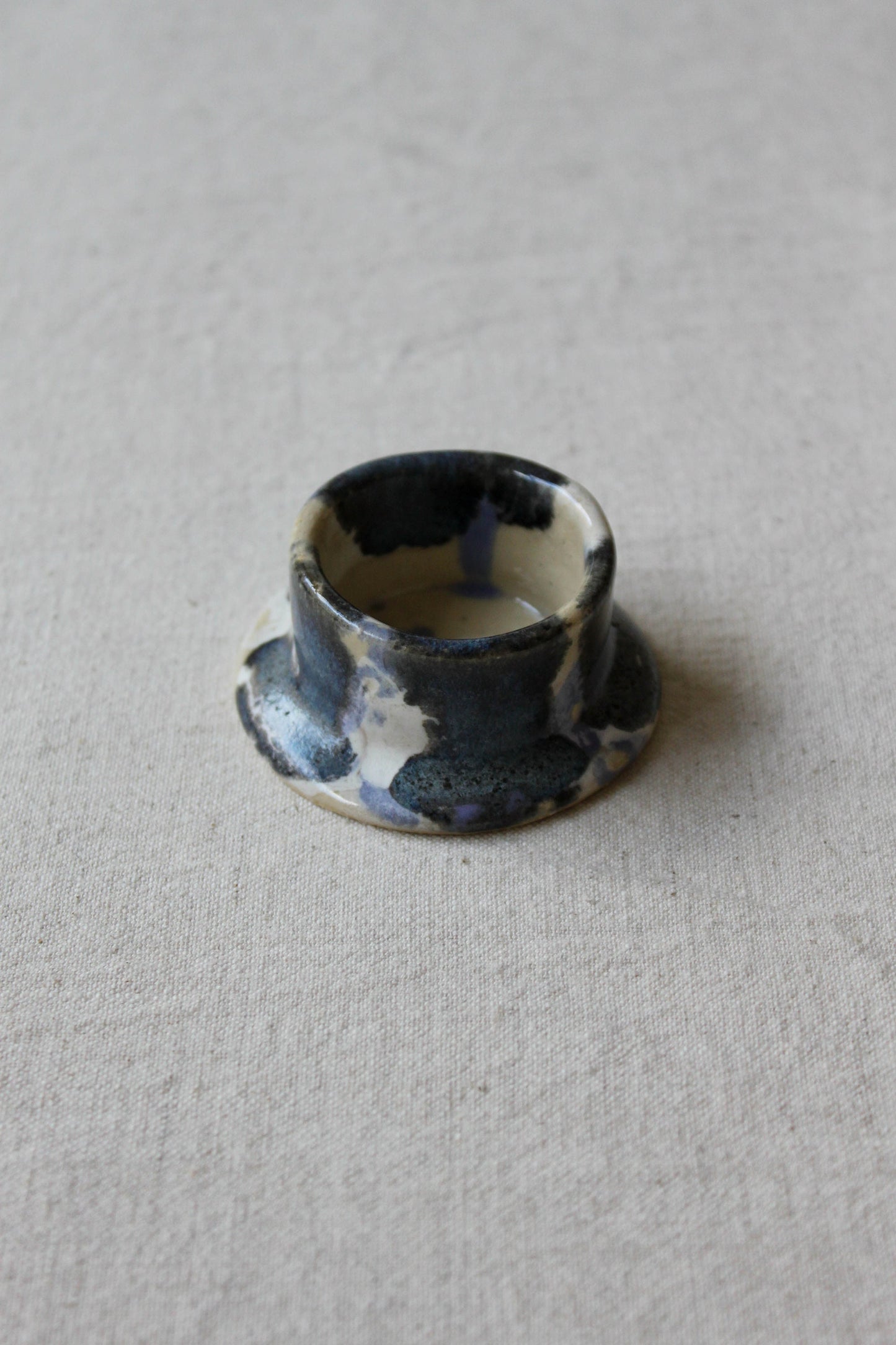 Special Edition Ceramic Tealight Candle Holder in Mottled Blue